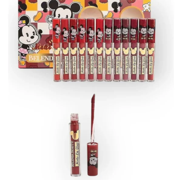 Set 12 Labiales Mickey & Minnie | Belenda Beauty