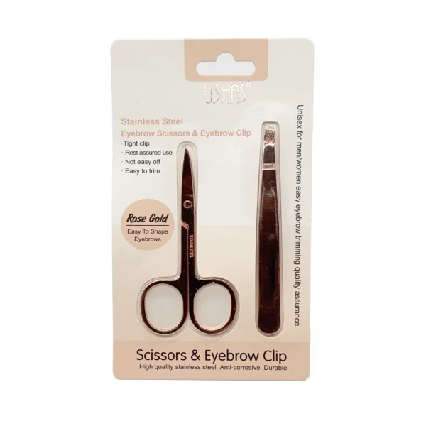 Kit Tijera & Pinza de Ceja Rosa Gold | Ushas