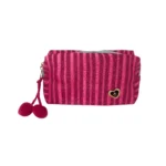 Portacosméticos Lurex Rayado con Pin de Corazón