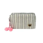 Portacosméticos Lurex Rayado con Pin de Corazón