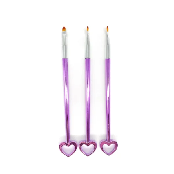 Set Pinceles Corazón para Manicura 3 Pzas.