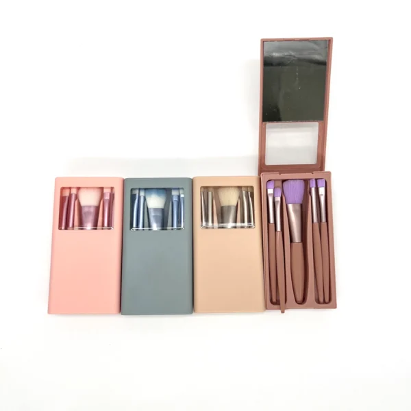 Set Brochas para Maquillaje 5 Pzas. + Espejo
