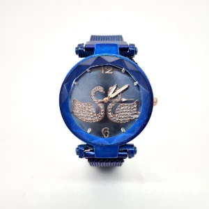 Reloj Analógico Diseño de Cisne Malla Metálica