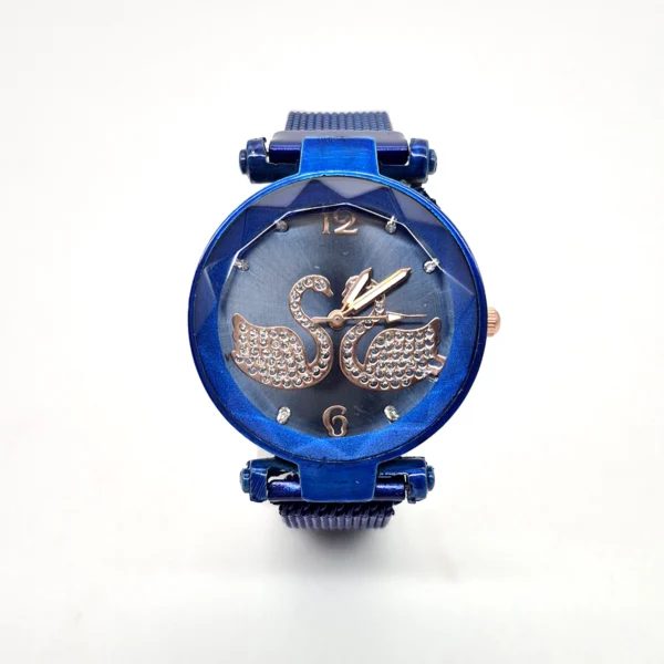 Reloj Analógico Diseño de Cisne Malla Metálica