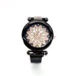 Reloj Analógico Diseño Floral Malla Metálica