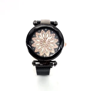 Reloj Analógico Diseño Floral Malla Metálica