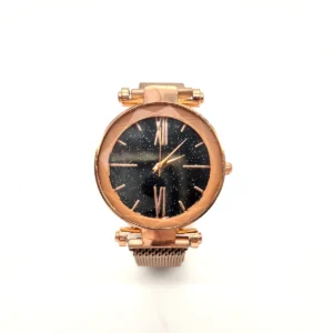 Reloj Analógico Diseño Glitter con Malla Metálica