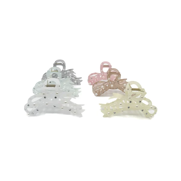 Broche Lazo Transparente con Perla y Strass