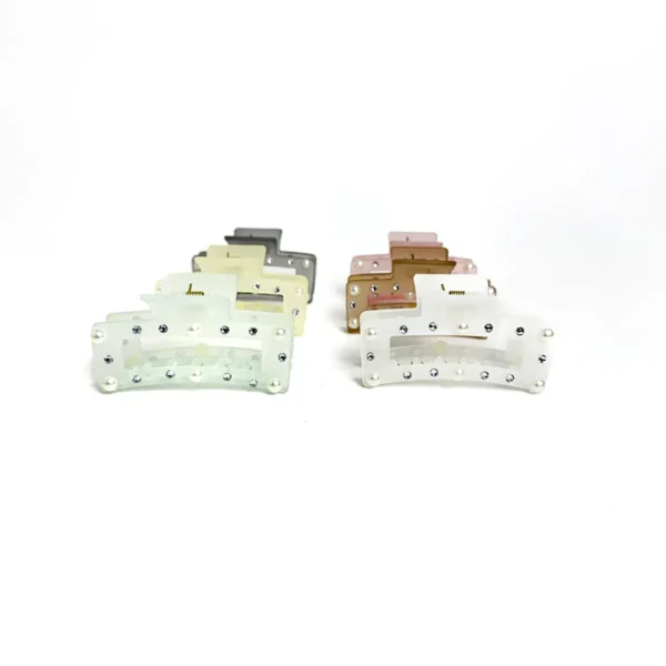 Broche Cuadrado Transparente con Perla Y Strass