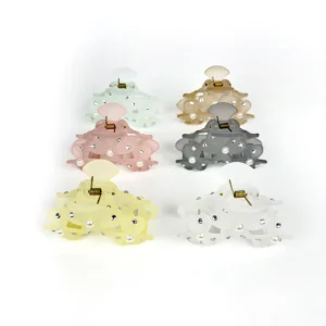 Broche Flores Transparente con Perlas y Strass