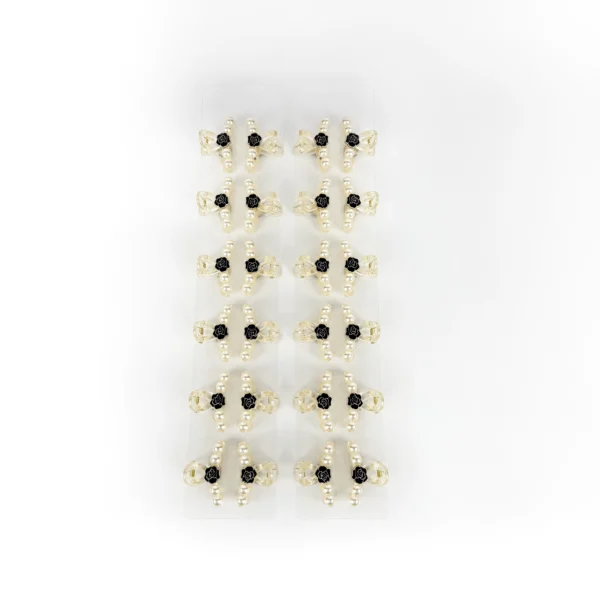 Mini Broche Blanco Rosa Negra con Perlas
