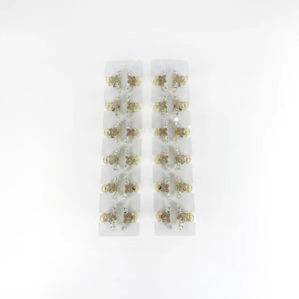 Mini Broche Blanco Trébol Strass con Strass Grande