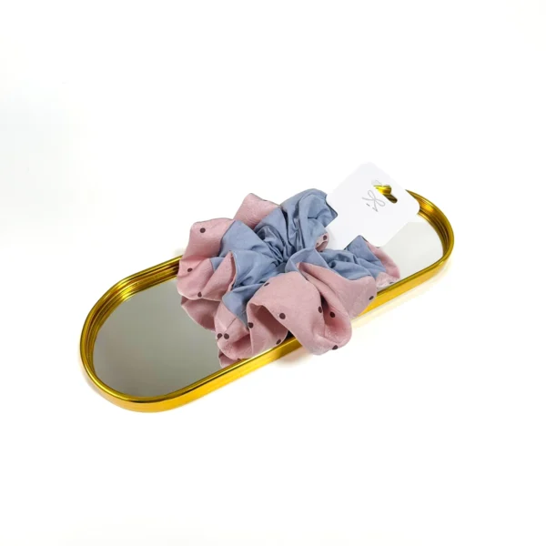 Scrunchies Rosa y Azul con Lunares
