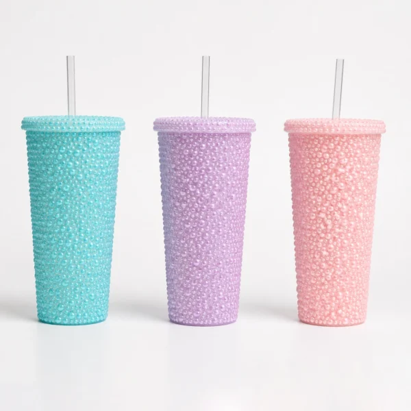 Vaso Perlado Unicolor con Sorbete 650ml.