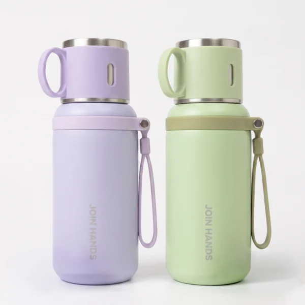 Termo con Taza Colores Pastel 600ml