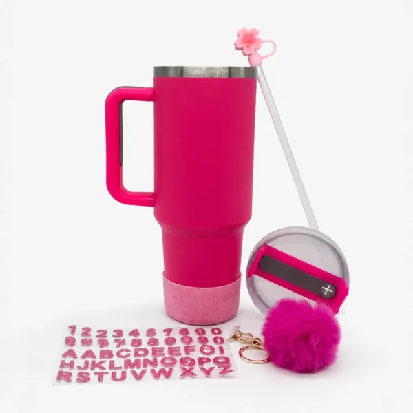 Vaso Quencher Liso con Manija Stickers Letras 1200ml
