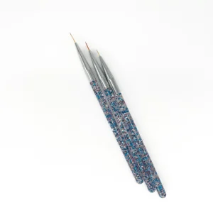 Set Pinceles Liner para Nail Art Mango Gliter 3 Pzas.