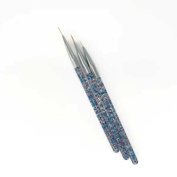 Set Pinceles Liner para Nail Art Mango Gliter 3 Pzas.