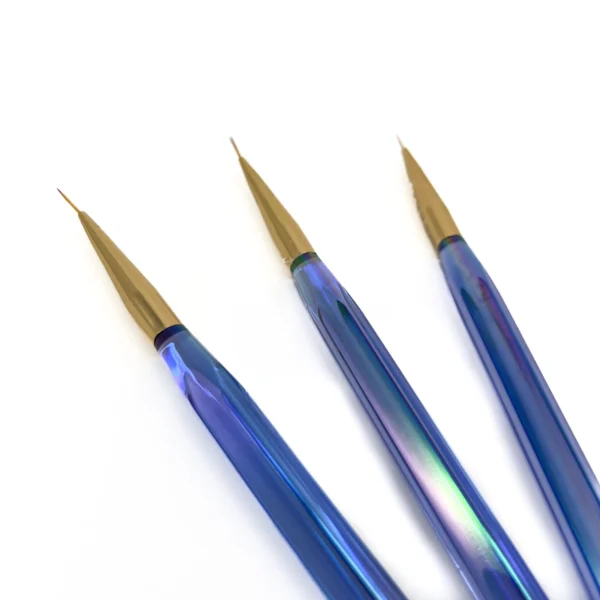 Set Pinceles Liner para Nail Art Mango Tornasol 3 Pzas.