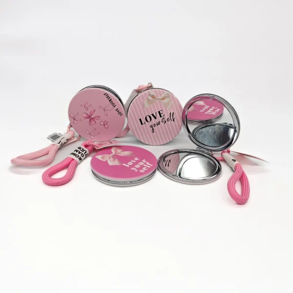 Espejo de Cartera Redondo Love con Charm