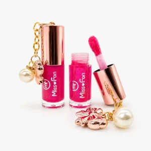 Brillo Labial con Llavero de Perla y Moño