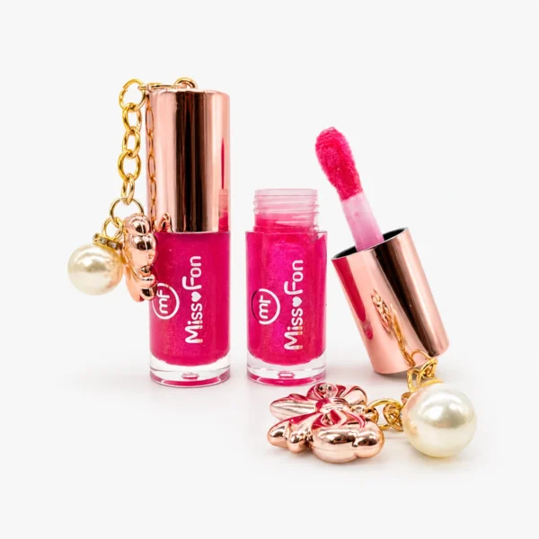 Brillo Labial con Llavero de Perla y Moño