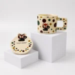 Taza Cerámica Gato Con Tapa
