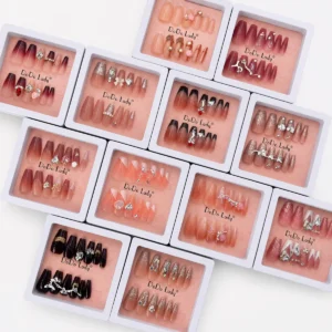 Box Uñas Postizas Largas con Decoracíon 3D