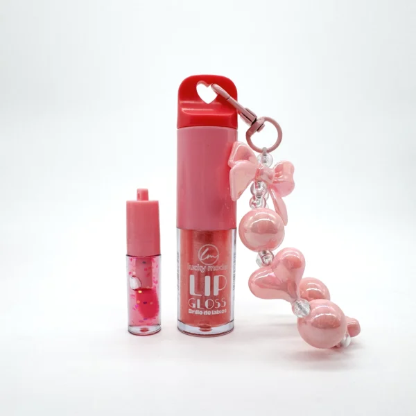 Kit de Brillo Labial con Llavero Rosa