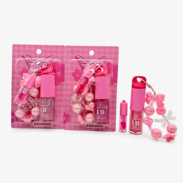 Kit de Brillo Labial con Llavero Rosa