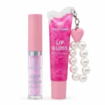 Set de 2 Brillos con Llavero de Corazón Y Perlas