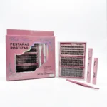 Kit de Pestañas en Clúster + Adhesivo + Sellador + Removedor + Pinzas 60 pzas