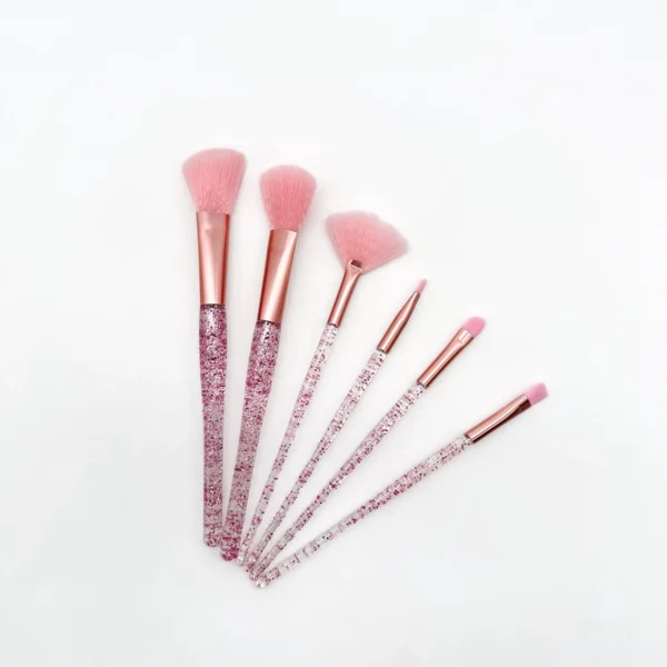 Set de Brochas Para Maquillaje con Mango Brillante 6 Pzas.