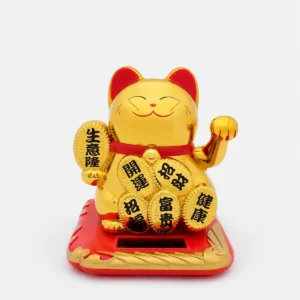 Maneki-neko Gato de la Fortuna Dorado Solar