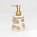 Dispensador con Hojas Doradas de Cerámica