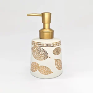 Dispensador con Hojas Doradas de Cerámica