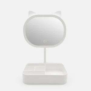 Espejo de Gato con Iluminación LED Táctil y base organizadora