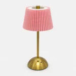 Lámpara de Mesa LED Dorada con Pantalla Plisada
