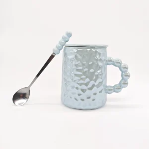 Taza Cerámica Life con Tapa y Cuchara