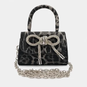 Cartera Animal Print con Moño de Strass