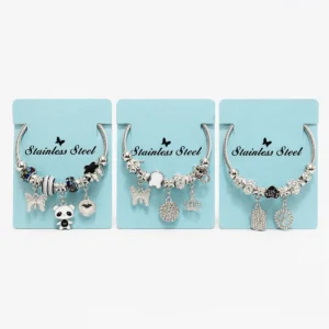 Pulsera Acero Plateada con Dijes