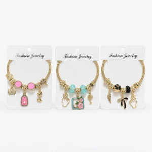 Pulsera Dorada Elastizada con Dijes