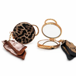 Espejo de Cartera Redondo Animal Print con Pañuelo