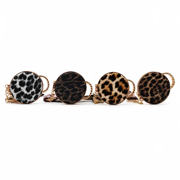 Espejo de Cartera Redondo Animal Print con Pañuelo