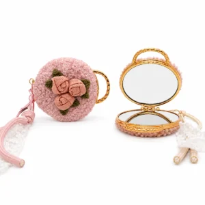 Espejo de Cartera de Peluche con Flores