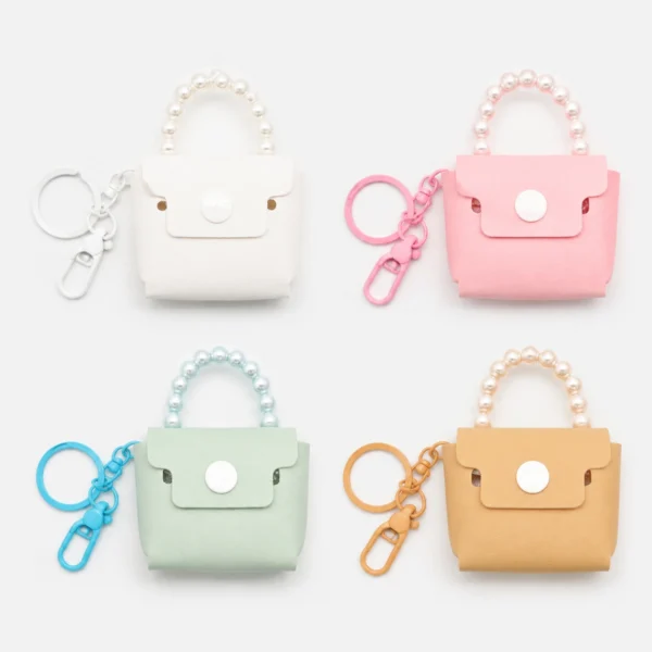 Mini Cartera Cuadrada con Manija de Perlas