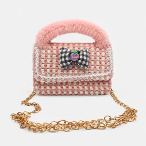 Cartera Tejida con Manija de Peluche