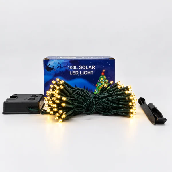 Guirnalda Solar LED de 100 Luces – Luz Cálida.
