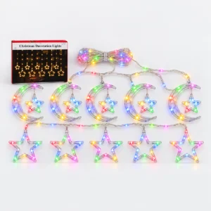 Cortina LED de Lunas y Estrellas – Multicolor.